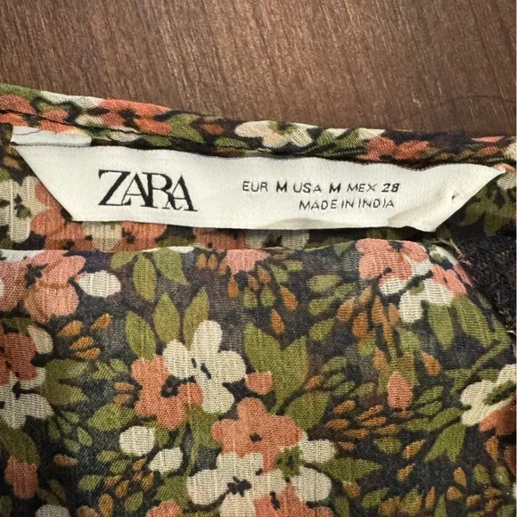 Zara Floral Ruffle Blouse with Beaded Embroidery - Picture 8 of 8